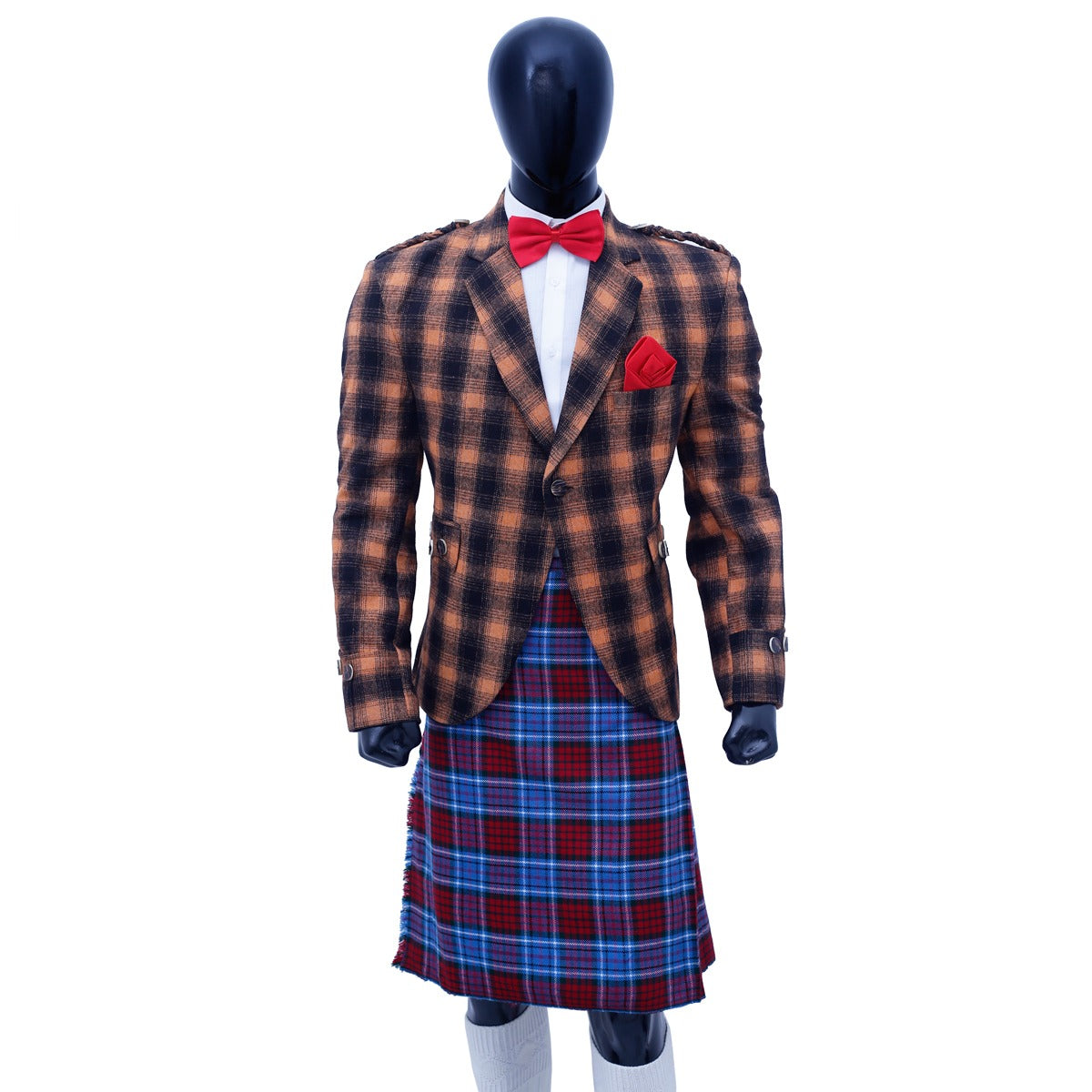 Black and Orange Tweed Argyle Jacket 
