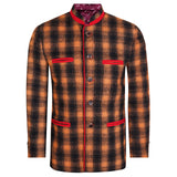 Black and Orange Wool Germen Bavarian Trachten Jacket Front