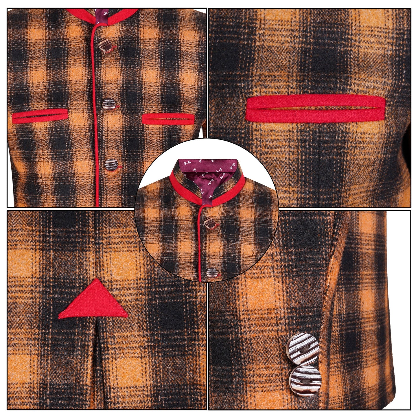 Black and Orange Wool Germen Bavarian Trachten Jacket