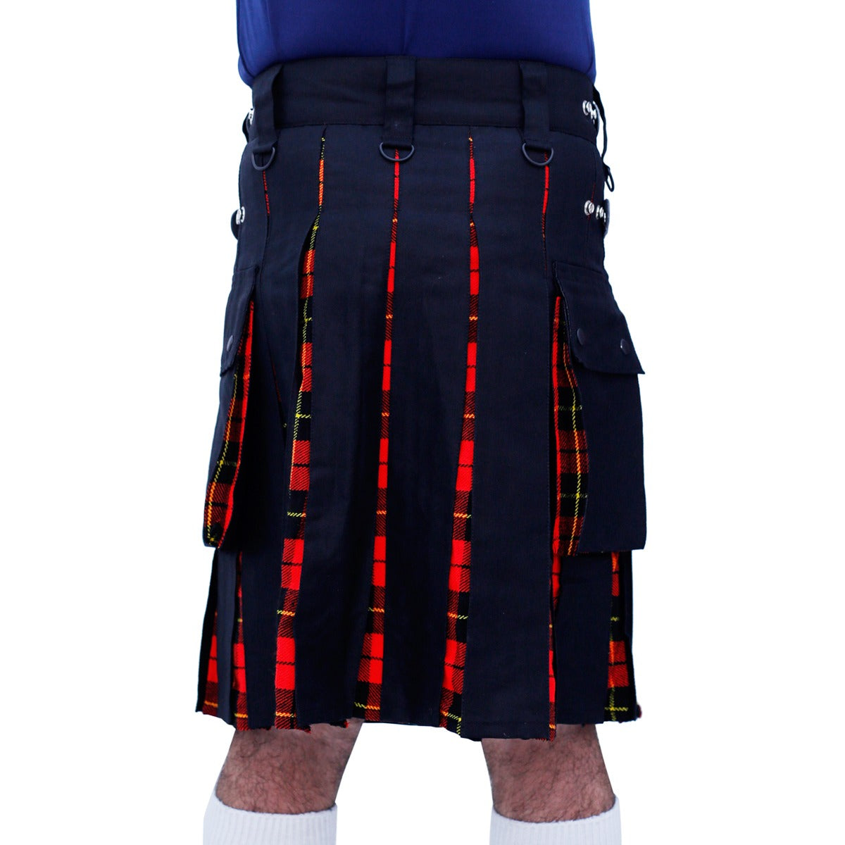 Black and Wallace Tartan Hybrid Kilt Back