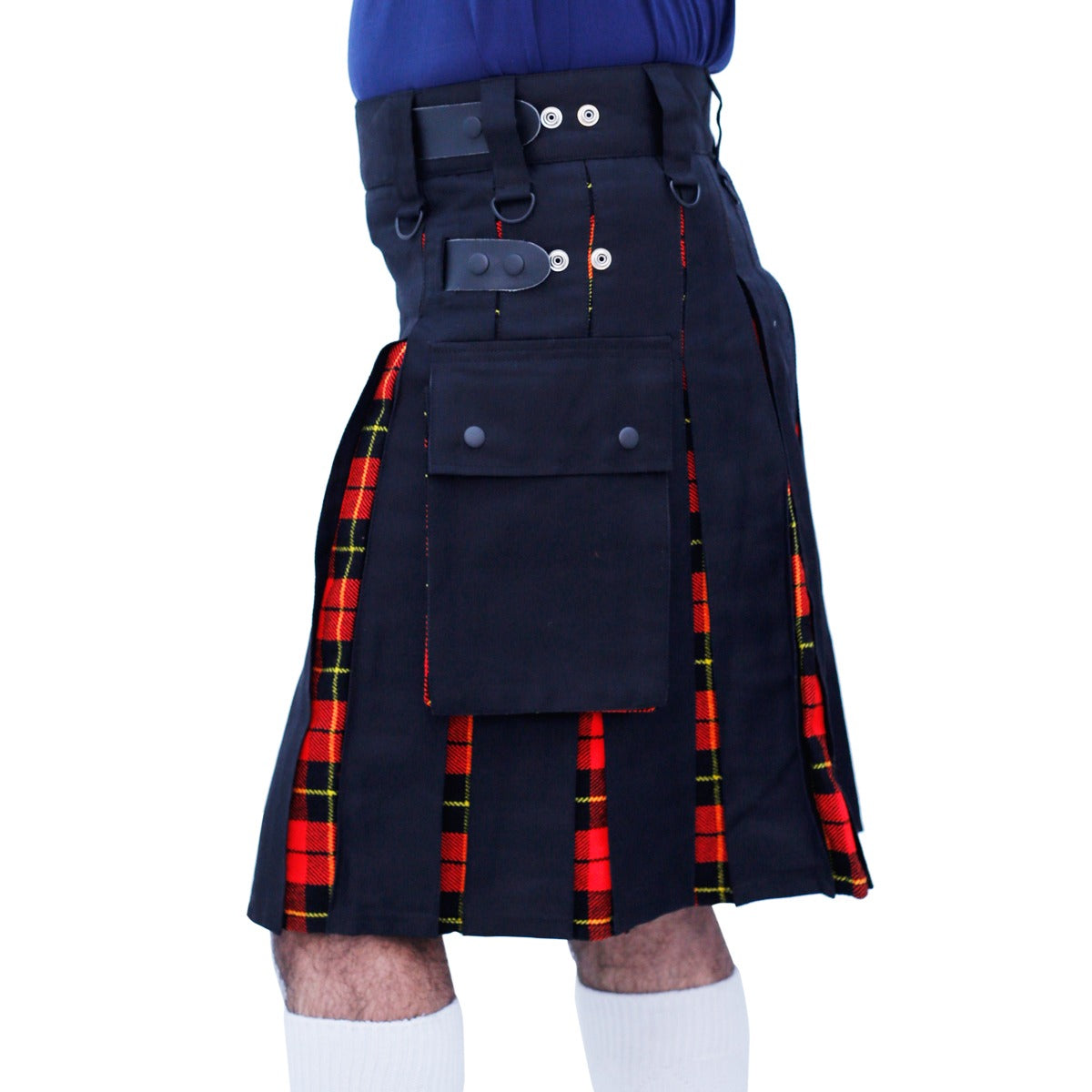 Black and Wallace Tartan Hybrid Kilt Left