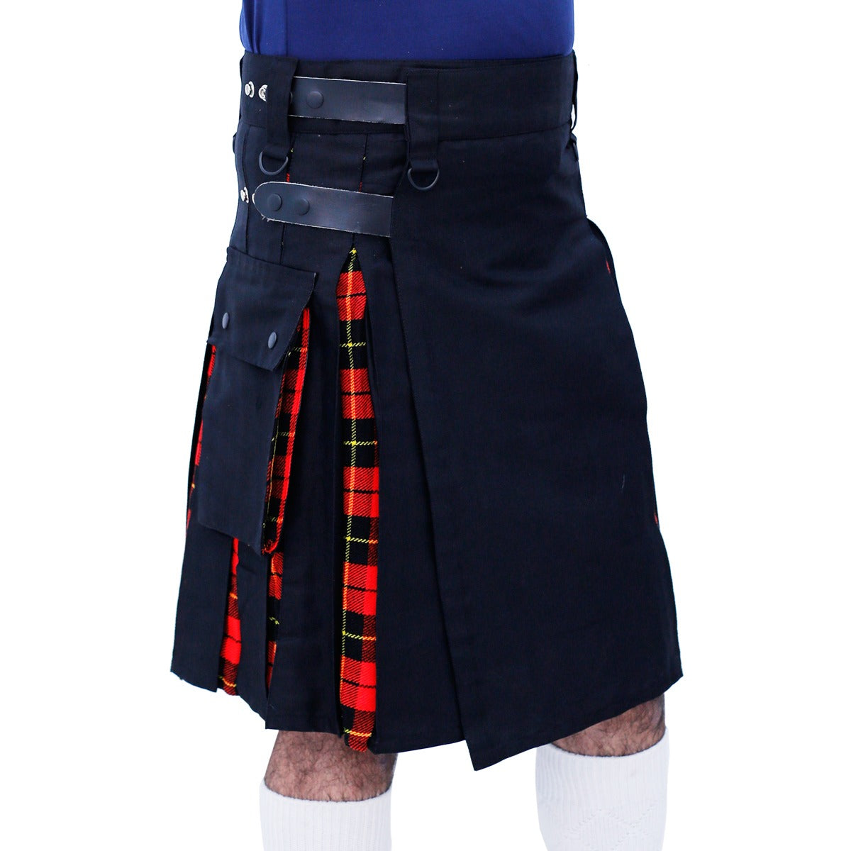 Black and Wallace Tartan Hybrid Kilt Right