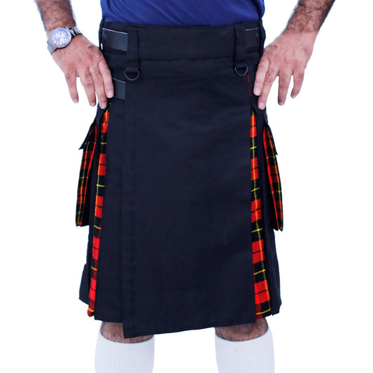Black and Wallace Tartan Hybrid Kilt