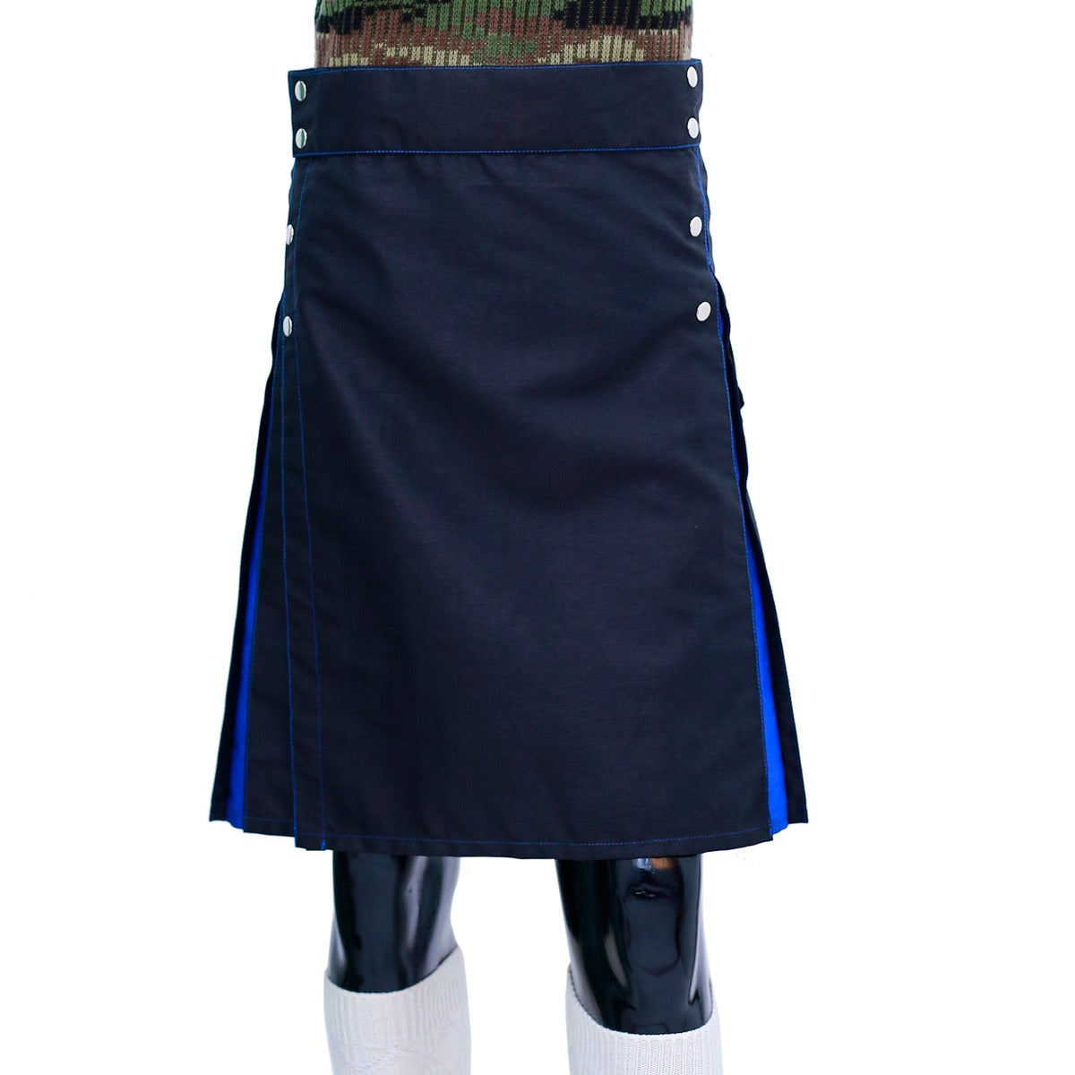 Black Blue Hybrid Kilt Front