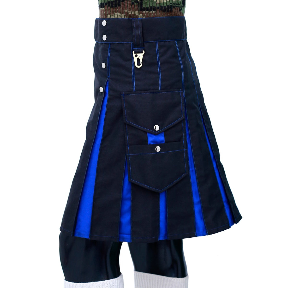Black Blue Hybrid Kilt Left