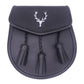 Black Classic Stag Head Genuine Leather Sporran
