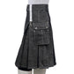 Black Denim Utility Kilt For Men Left