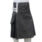 Black Denim Utility Kilt For Men Right