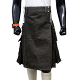 Black Denim Utility Kilt For Men