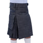 Black Denim Utility Kilt with Leather Straps Right