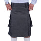 Black Denim Utility Kilt with Leather Straps