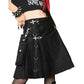 Black Fashion Kilt for Women with Steampunk Gothic Style Front