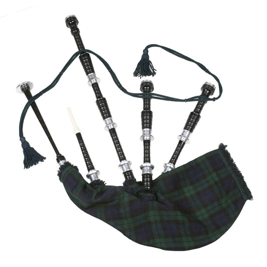 Black Finish Black Watch Tartan Scottish Bagpipe
