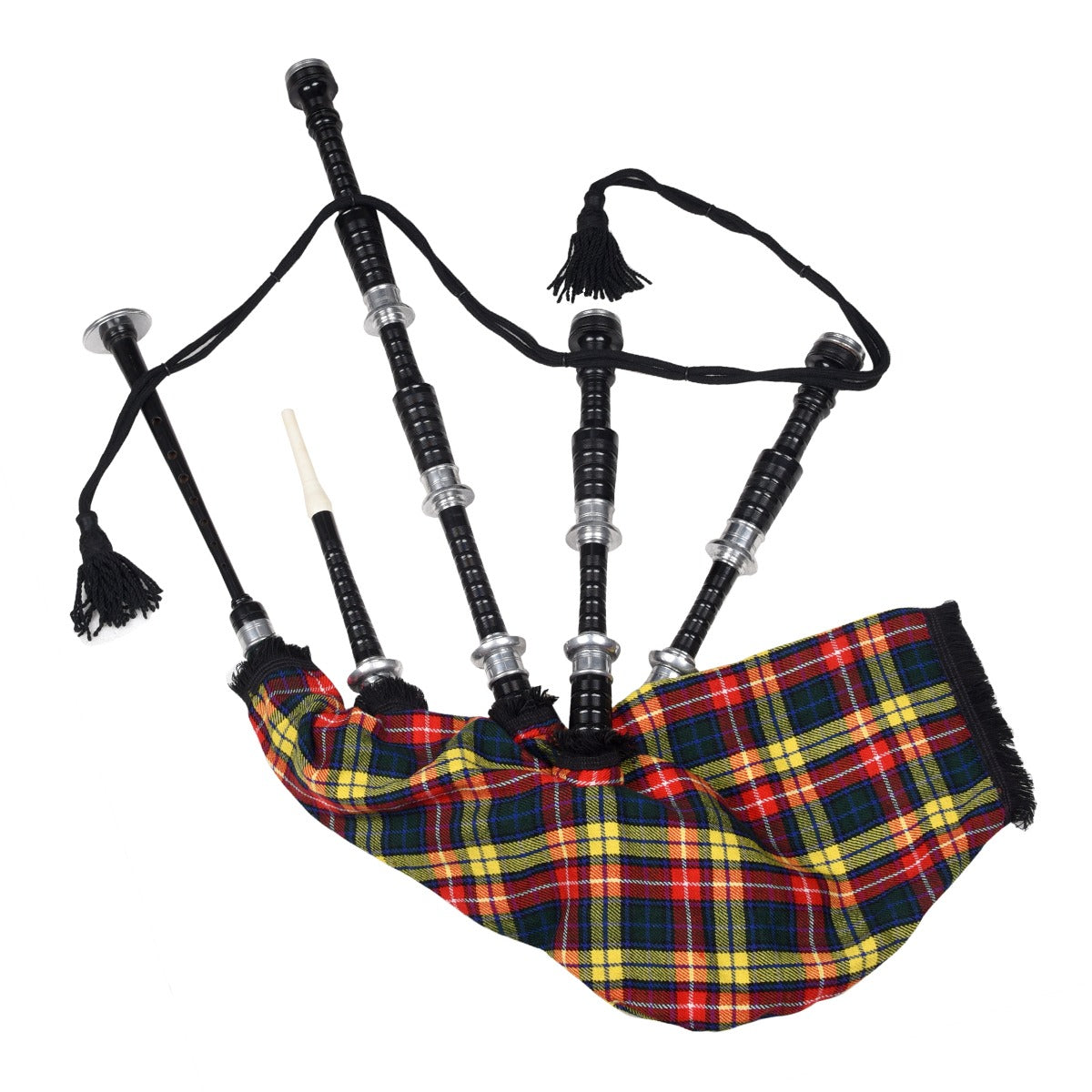 Black Finish Buchanan Modern Tartan Scottish Bagpipe