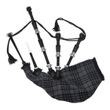 Black Finish Grey Watch Tartan Scottish Bagpipe