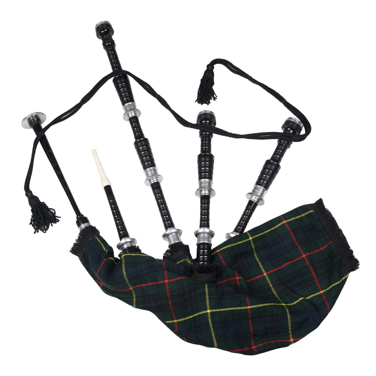 Black Finish Hunting Stewart Tartan Scottish Bagpipe