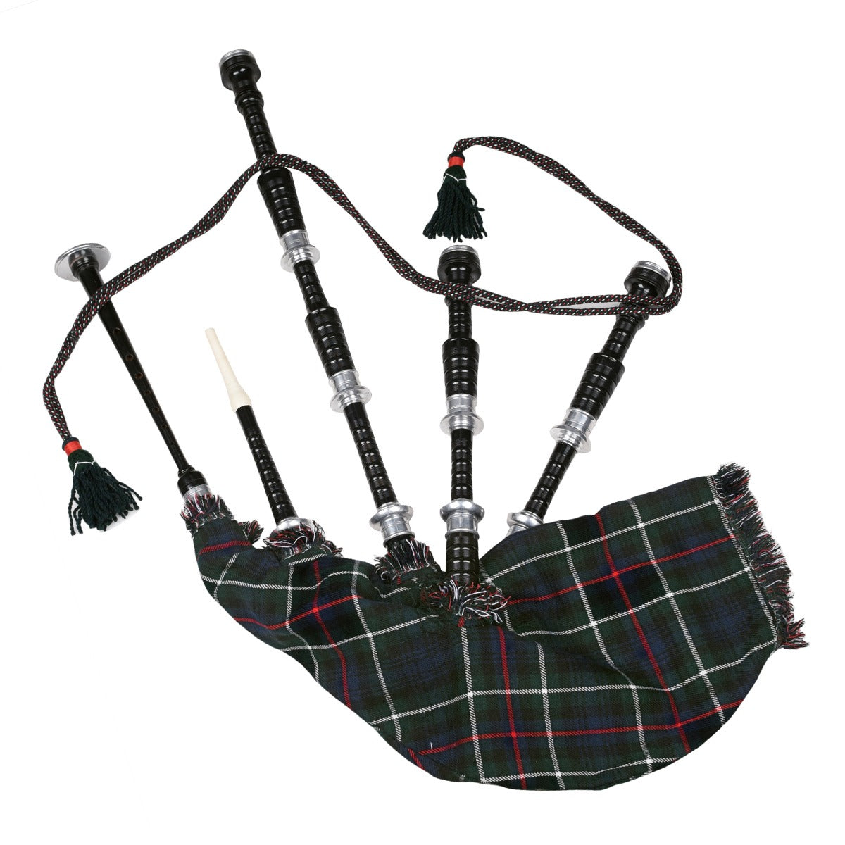 Black Finish MacKenzie Modern Tartan Scottish Bagpipe
