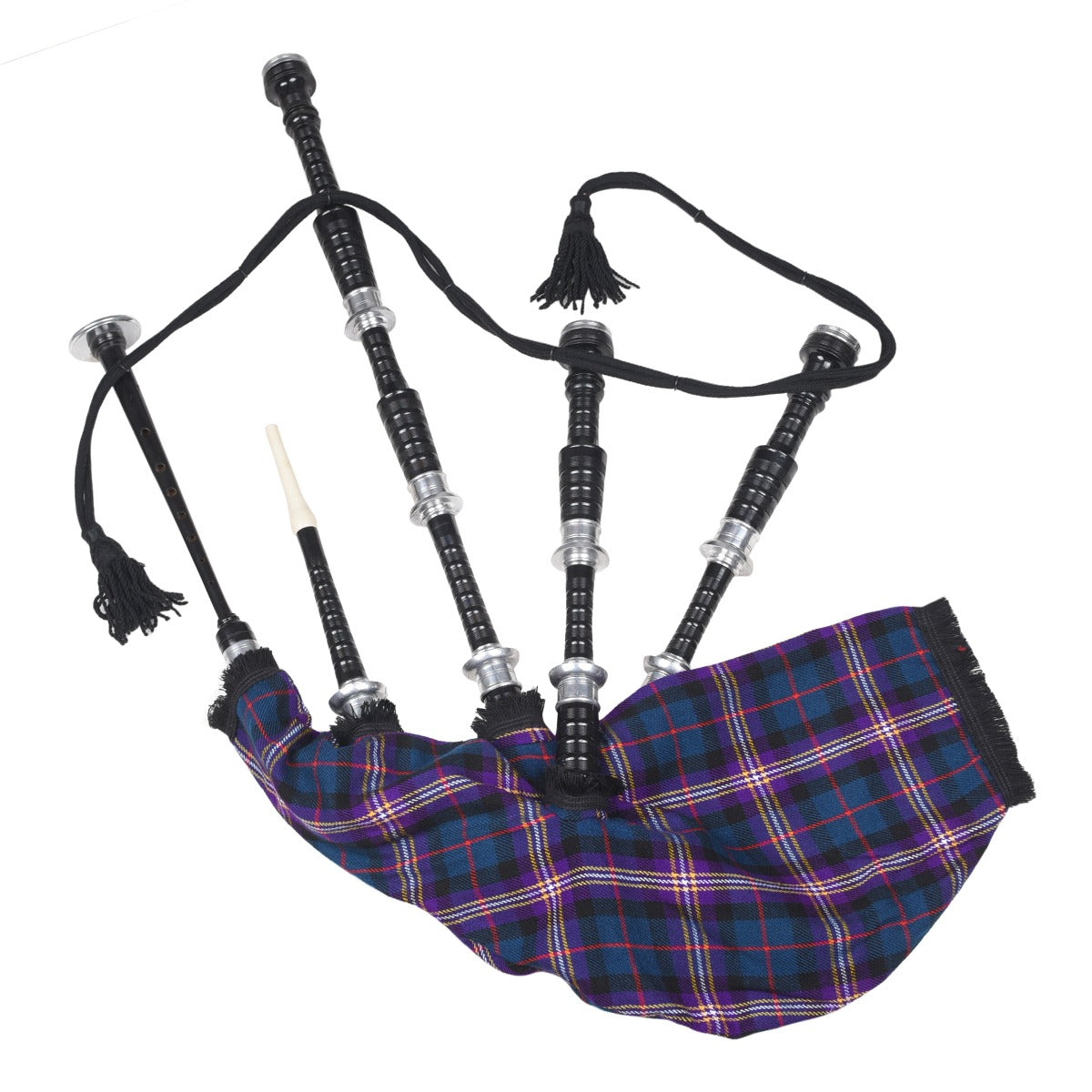 Black Finish Masonic Tartan Scottish Bagpipe