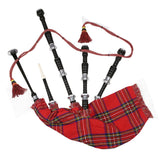 Black Finish Royal Stewart Tartan Scottish Bagpipe