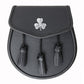 Black Leather Handmade Scottish Kilt Sporran Front