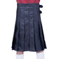 Black Leather Kilt with Detachable Front Pocket for Men Back