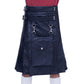 Black Leather Kilt with Detachable Front Pocket for Men Front