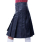 Black Leather Kilt with Detachable Front Pocket for Men Left