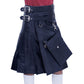 Black Leather Kilt with Detachable Front Pocket for Men Right
