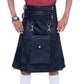 Black Leather Kilt with Detachable Front Pocket for Men