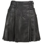 Black Leather Plated Kilt