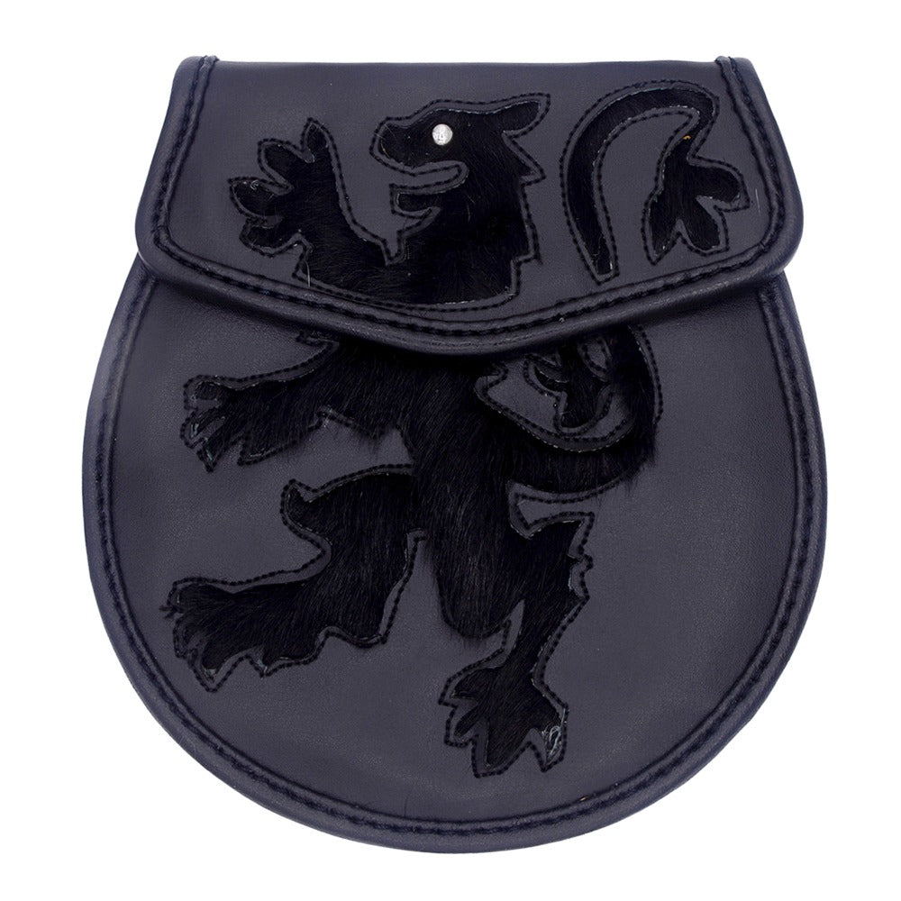 Black Leather Sporran with Chain and Belt