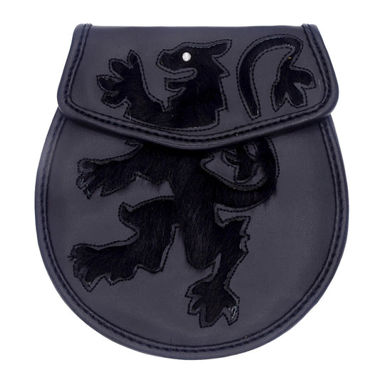 Black Leather Sporran with Chain and Belt