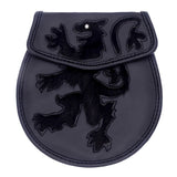 Black Leather Sporran with Chain and Belt