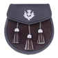 Black Leather Sporran with Thistle Badge