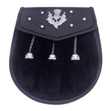 Semi Dress Black Rabbit Fur sporran with Thistle Badge