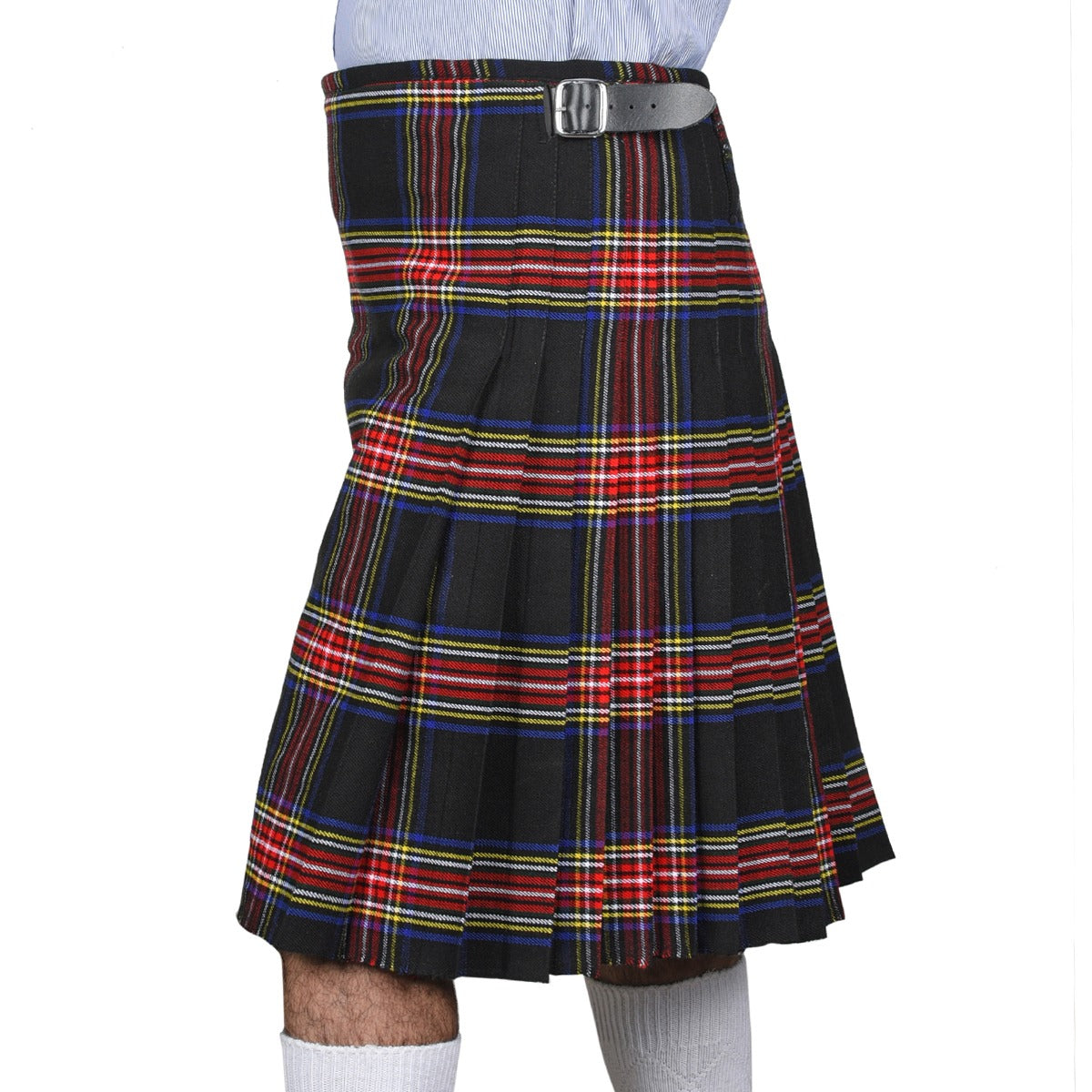 Black Stewart Tartan Kilt Left Side