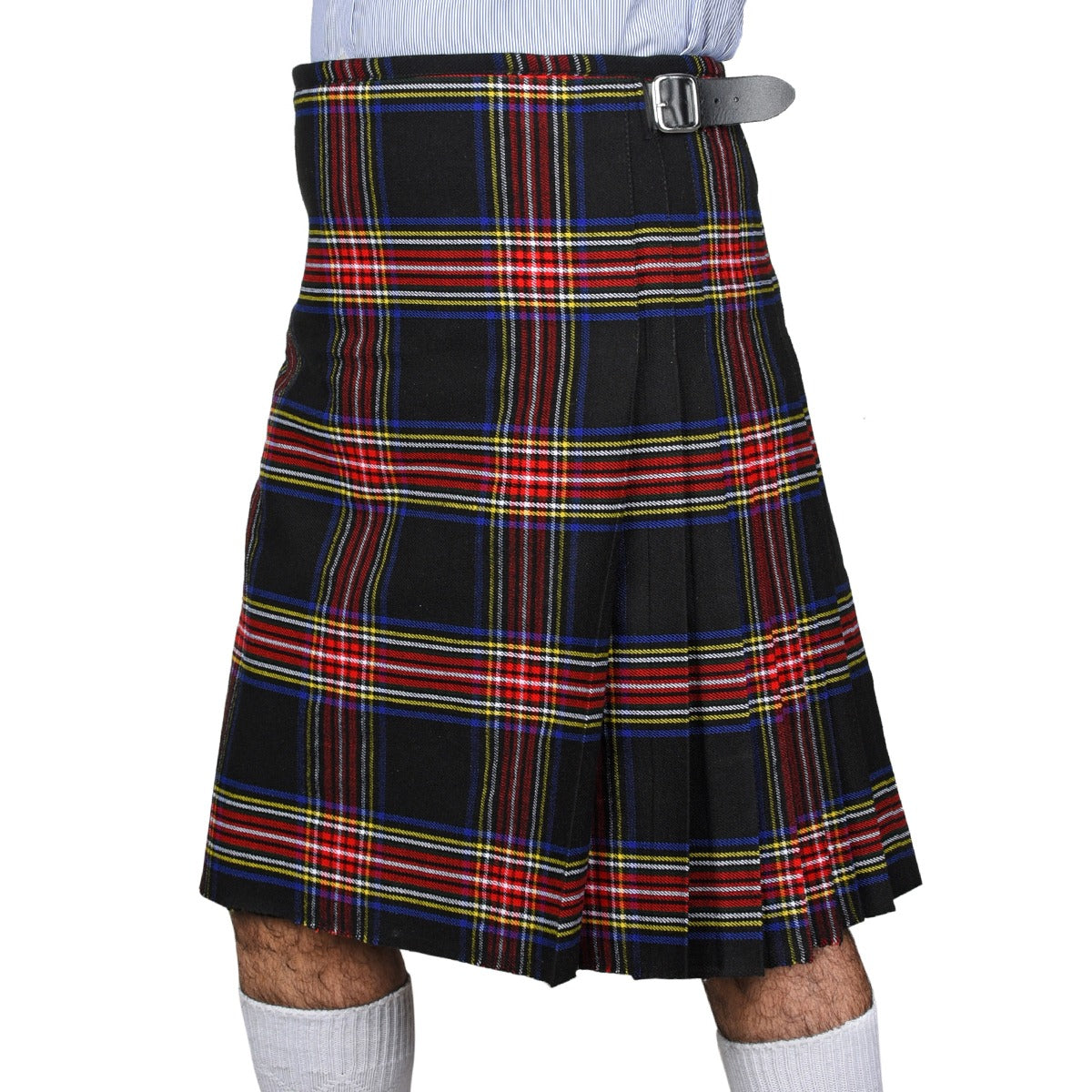 Black Stewart Tartan Kilt Left