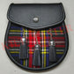 Black Stewart Tartan Sporran Front Photo