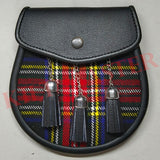 Black Stewart Tartan Sporran Front Photo