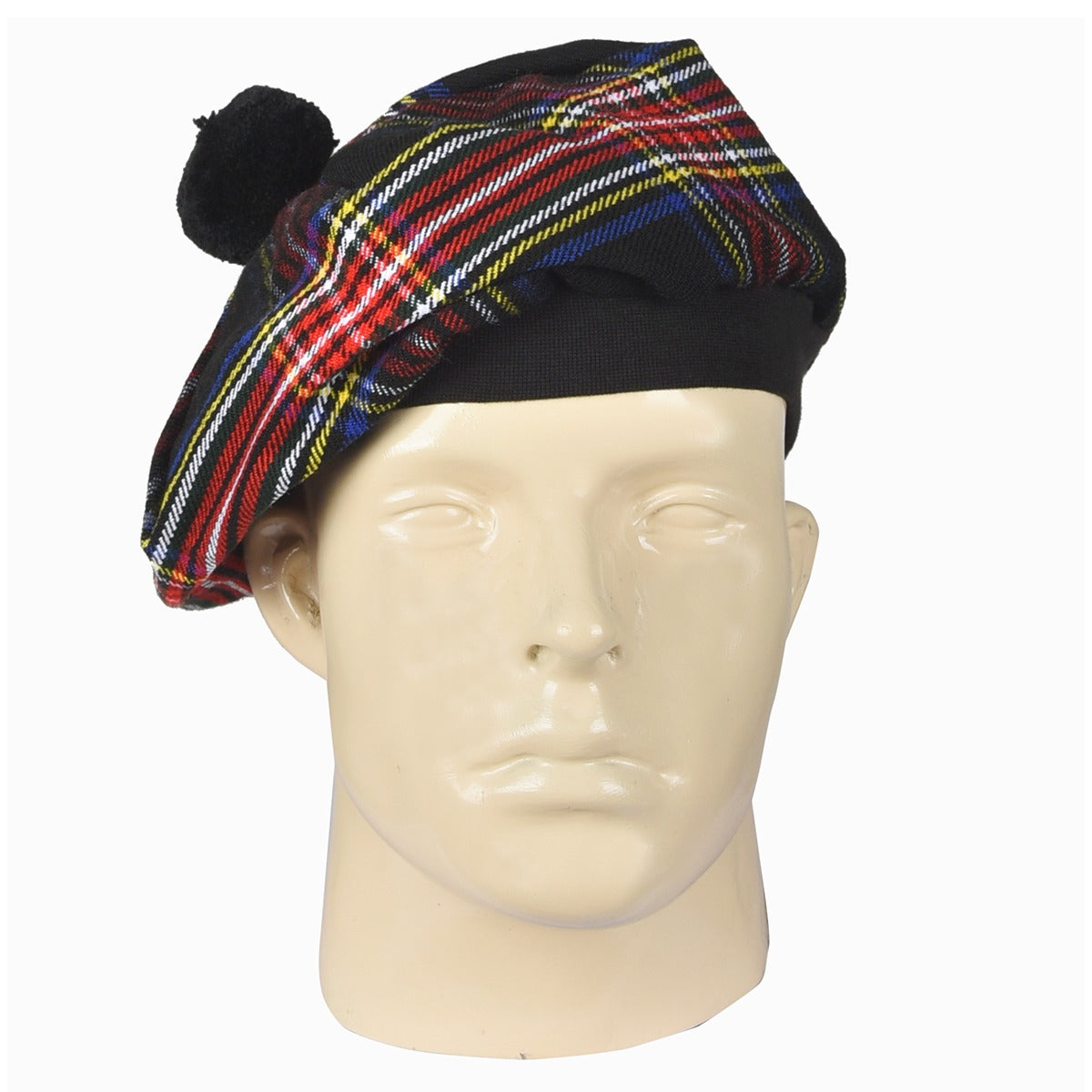 Black Stewart Tartan Tammy Hat Front