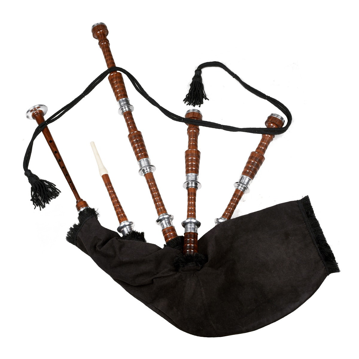 Black Velvet Natural Finish Scottish Bagpipe