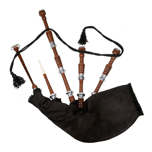 Black Velvet Natural Finish Scottish Bagpipe