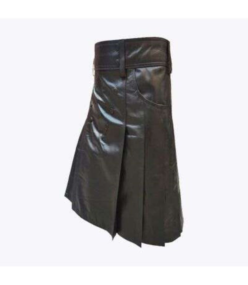 Black Leather Fashion Kilt