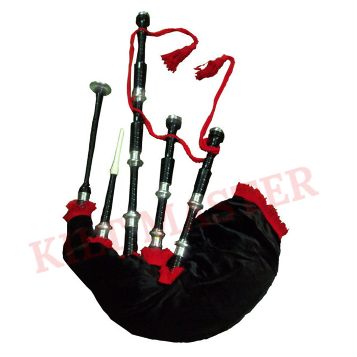 Black Mounts with Red Flare Bagpipe
