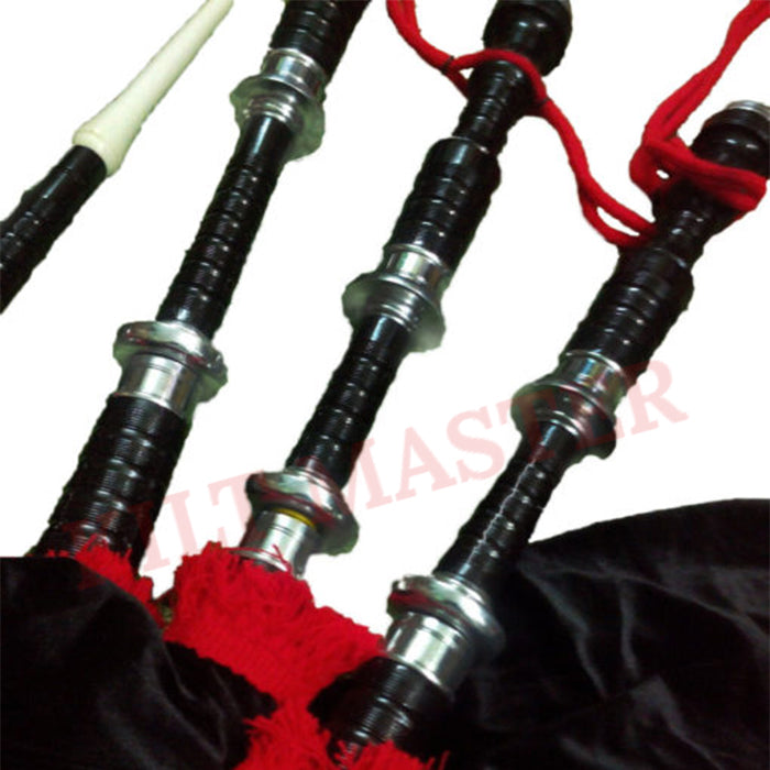 Black Mounts with Red Flare Bagpipe