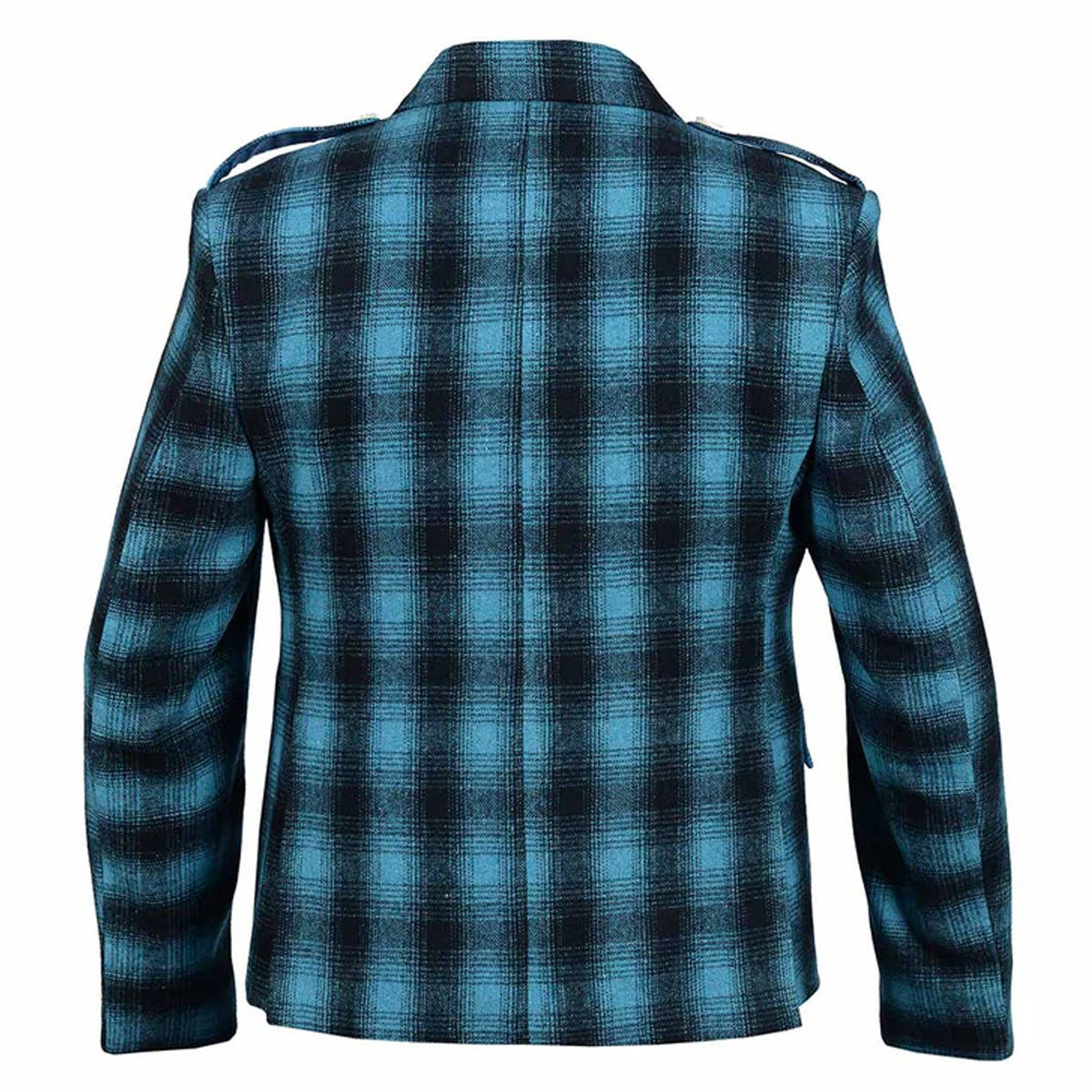 Blue and Black Tweed Argyle Jacket with Vest Back