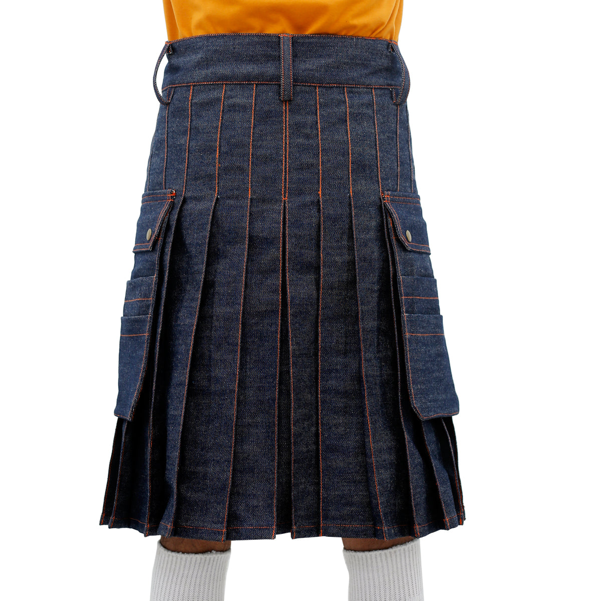 Blue Denim Utility Kilt Back