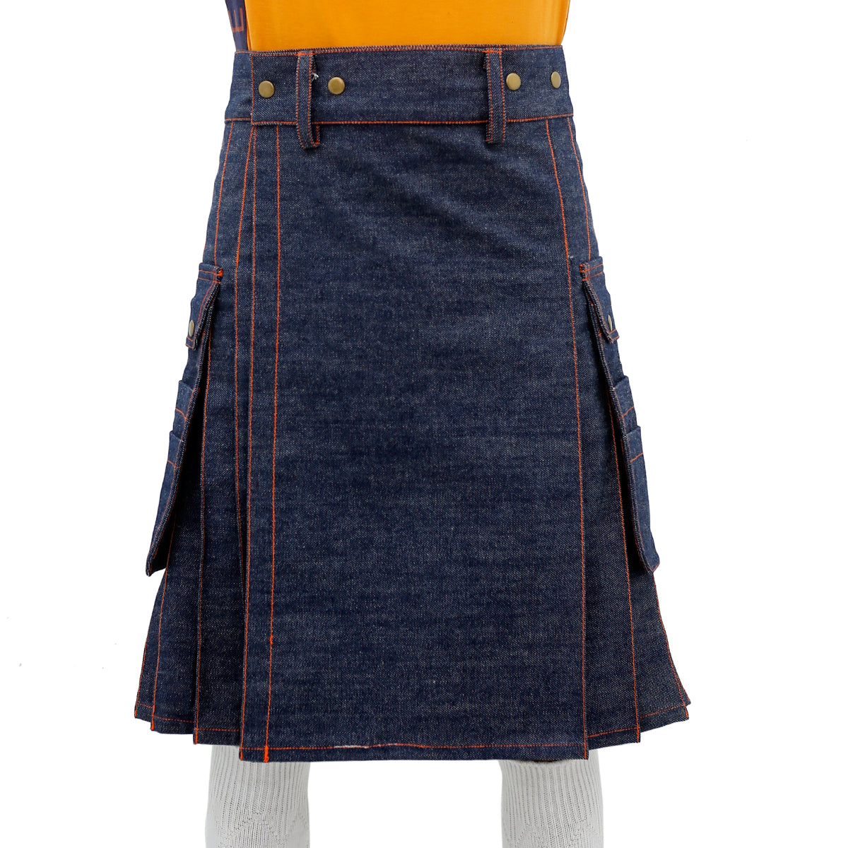 Blue Denim Utility Kilt Front