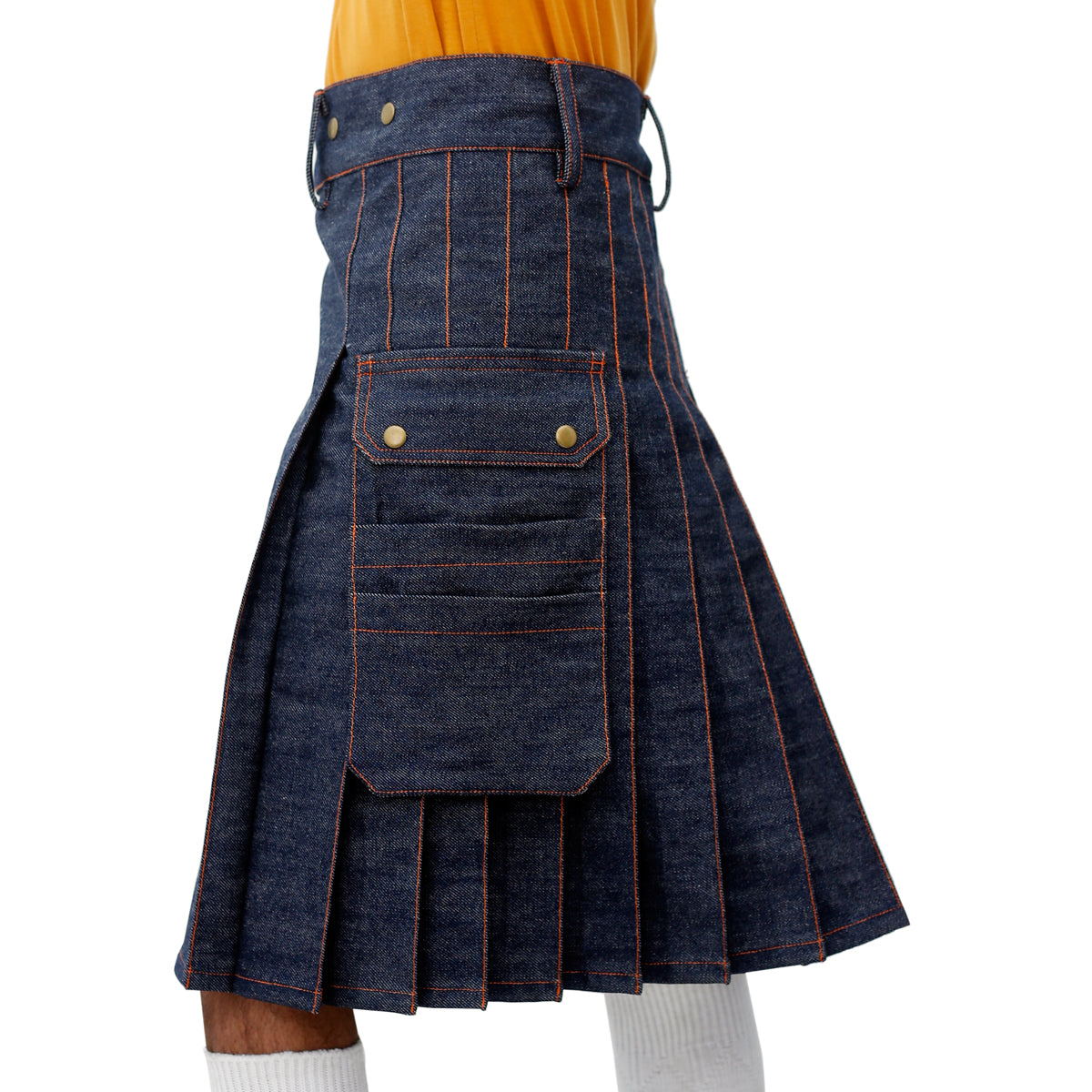 Blue Denim Utility Kilt Left