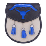Blue Scottish Kilt Semi Dress Bull Leather Sporran